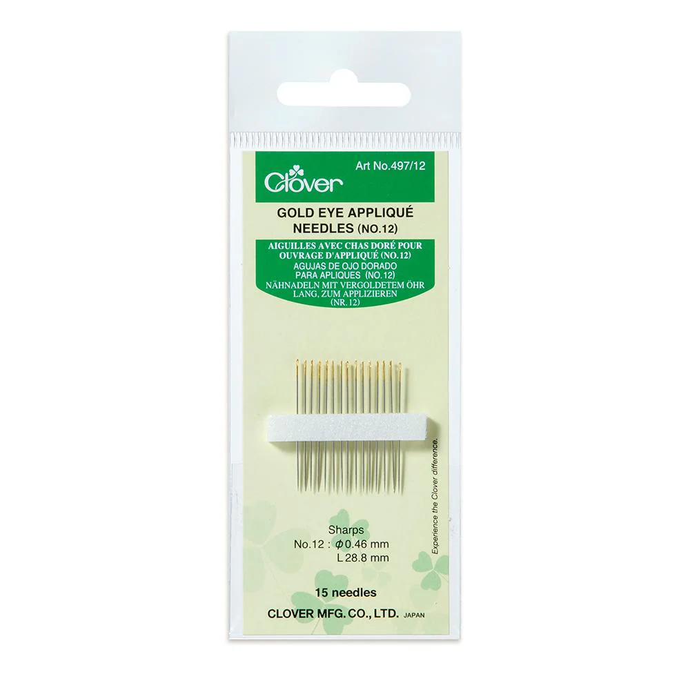 Gold Eye Applique Needles (No. 12)