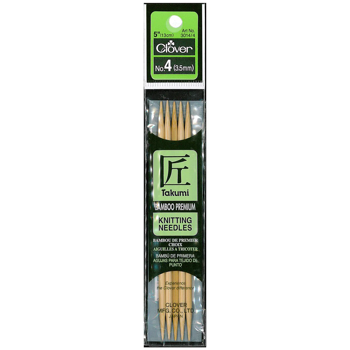 Takumi Bamboo Knitting Needles Double Pointed (5") No. 4