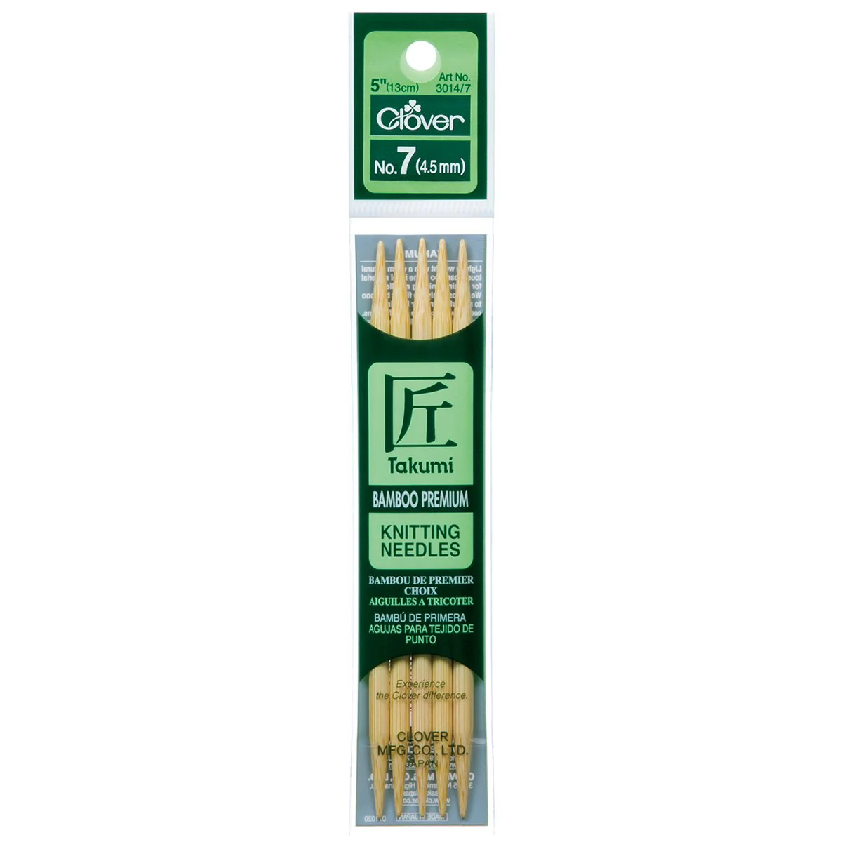 Takumi Bamboo Knitting Needles Double Pointed (5") No. 7